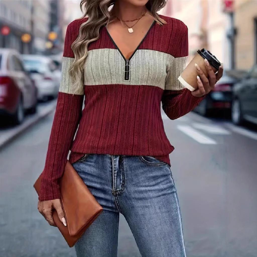 Damen Langarmshirt mit Reißverschluss Heidi-Mode