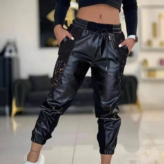 Damen Lässige Jogginghose mit coolen Spitzeinsätzen und elastischem Bund Heidi-Mode