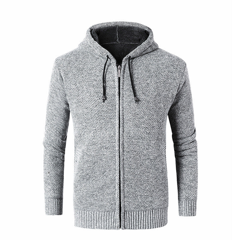 Herren moderne Strickjacke mit Kapuze und weichem Innenfutter Heidi-Mode