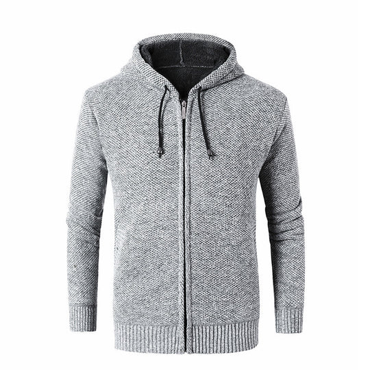 Herren moderne Strickjacke mit Kapuze und weichem Innenfutter Heidi-Mode