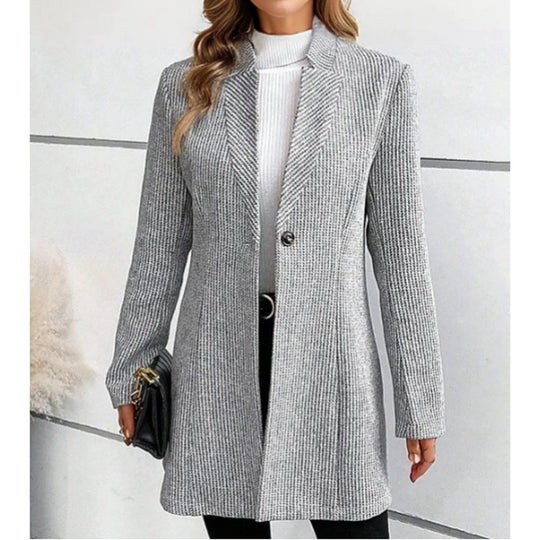 Damen Eleganter, schmal geschnittener Blazer mit feinem Streifenmuster Heidi-Mode