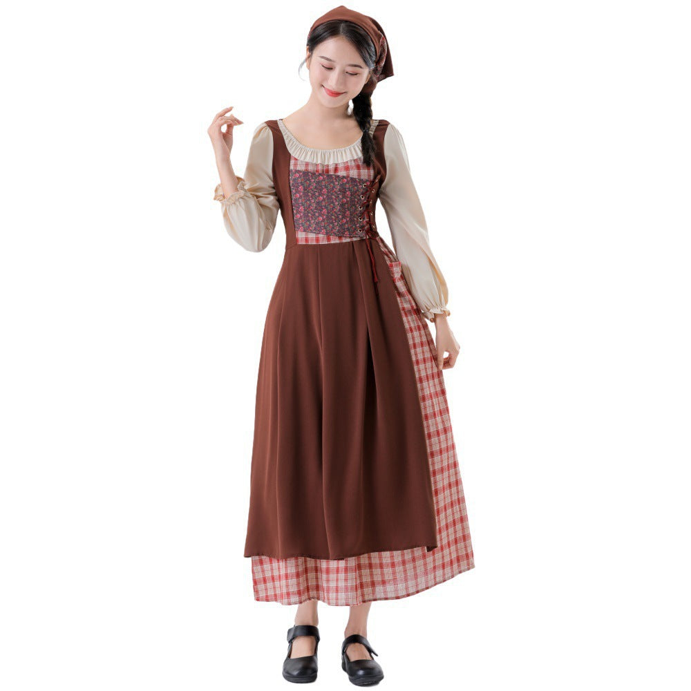 Damen Trachtenkleid mit romantischen Rüschendetails und floralem Oberteil Heidi