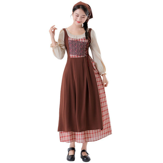 Damen Trachtenkleid mit romantischen Rüschendetails und floralem Oberteil Heidi