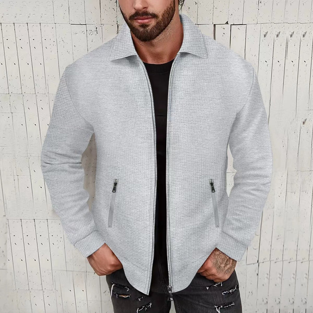 Herren Strickjacke im modernen Design mit strukturiertem Obermaterial und praktischen Reißverschlusstaschen Heidi-Mode
