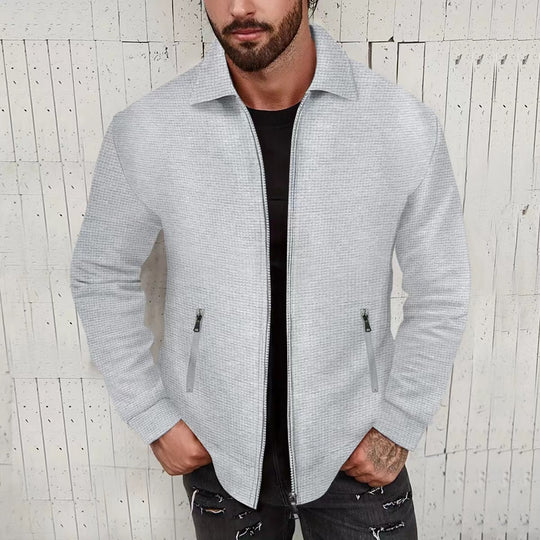 Herren Strickjacke im modernen Design mit strukturiertem Obermaterial und praktischen Reißverschlusstaschen Heidi-Mode