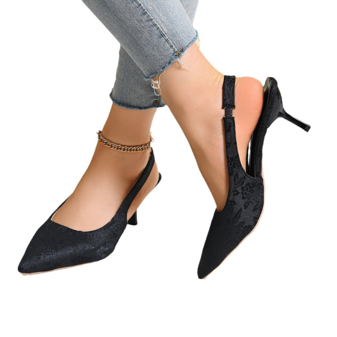 Damen elegante Slingback-Pumps mit floralem Jacquard-Muster Heidi-Mode