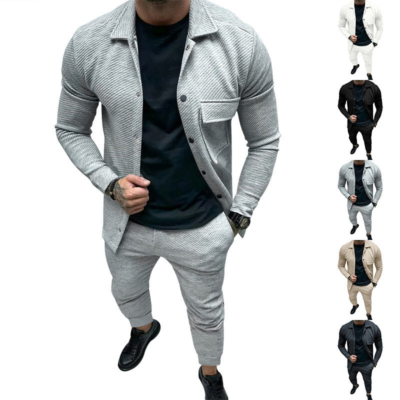 Herren elegantes Freizeitanzug mit modischem Streifenmuster Heidi-Mode