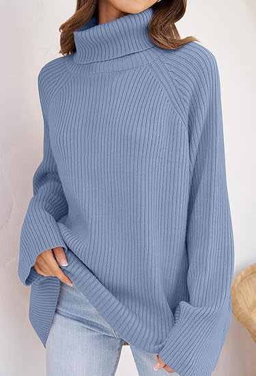 Damen Feinstrickpullover mit hohem Kragen und weitem Schnitt Heidi-Mode