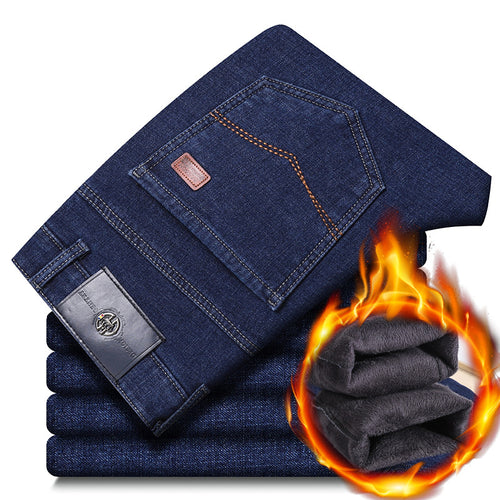 Herren warme gefütterte Jeanshose mit klassischem Schnitt Heidi-Mode