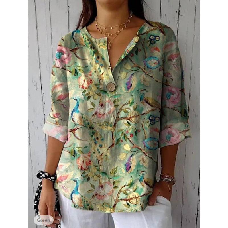 Damen Bluse aus leichten, atmungsaktiven Stoffen mit floralem Muster Heidi-Mode