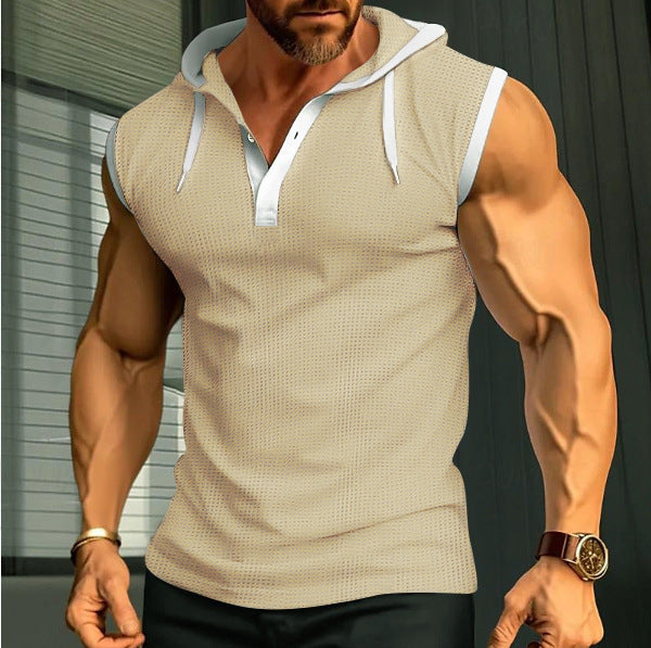 Herren ärmelloses Polo-Shirt mit stylishem Kapuzenkragen Heidi-Mode