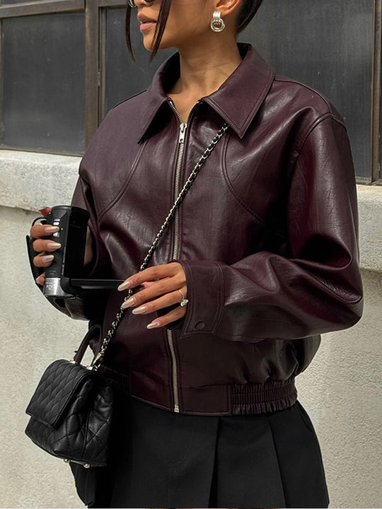 Damen Bikerjacke aus Kunstleder Heidi-Mode