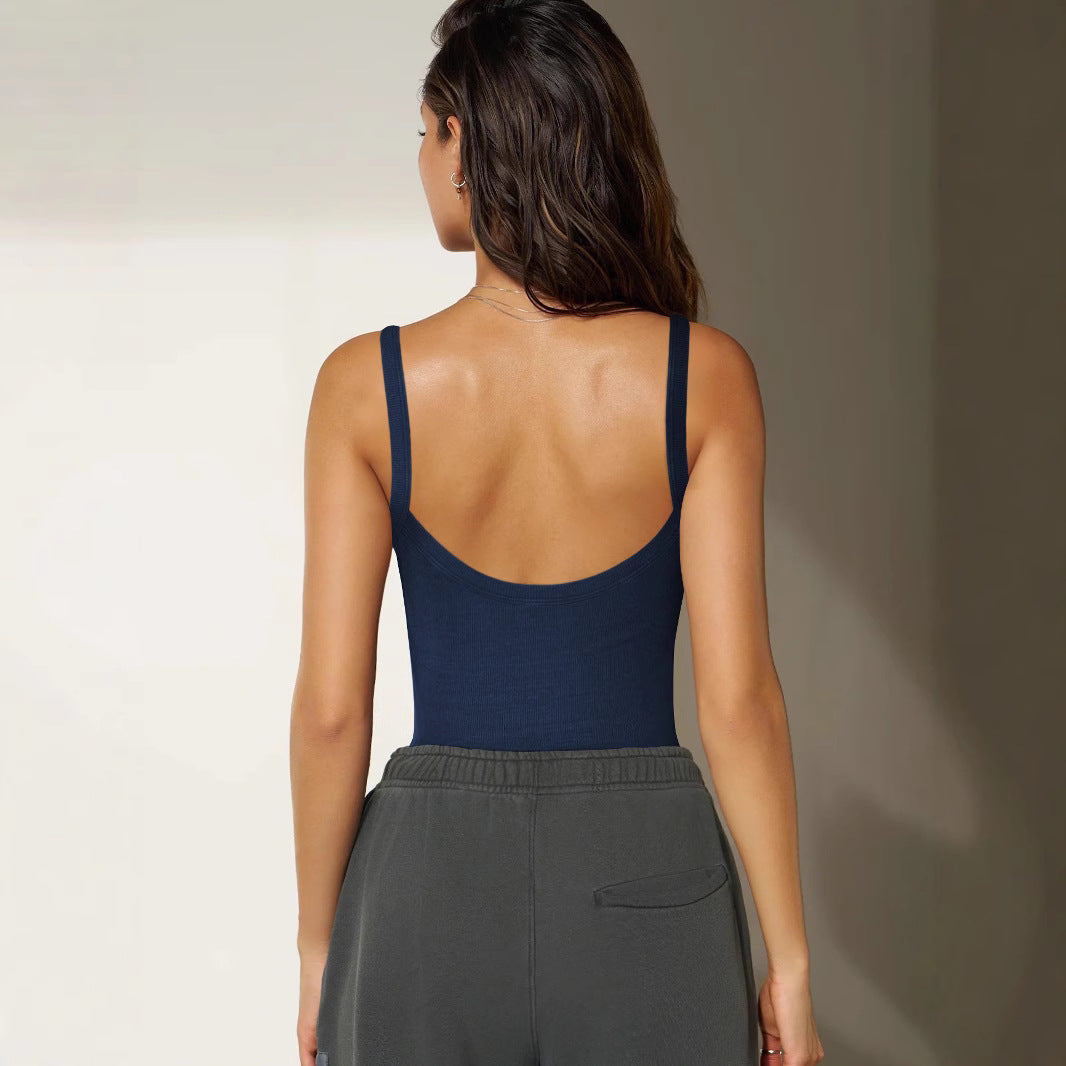 Damen Figurbetonter Body mit verstellbaren Spaghettiträgern Heidi-Mode