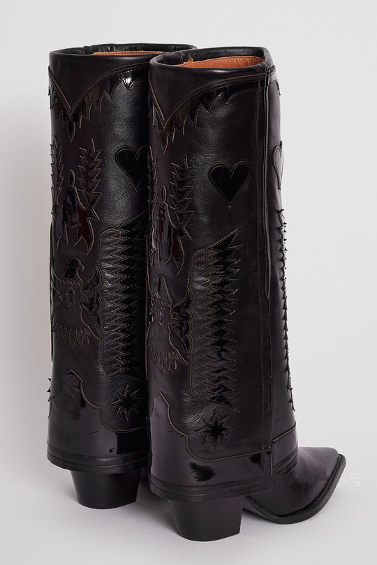 Femme Dekorative Western-Stil Kniehohe Stiefel Heidi-Mode