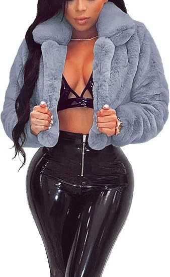 Damen Luxuriöse Kunstpelzjacke im eleganten Cropped-Design Heidi-Mode