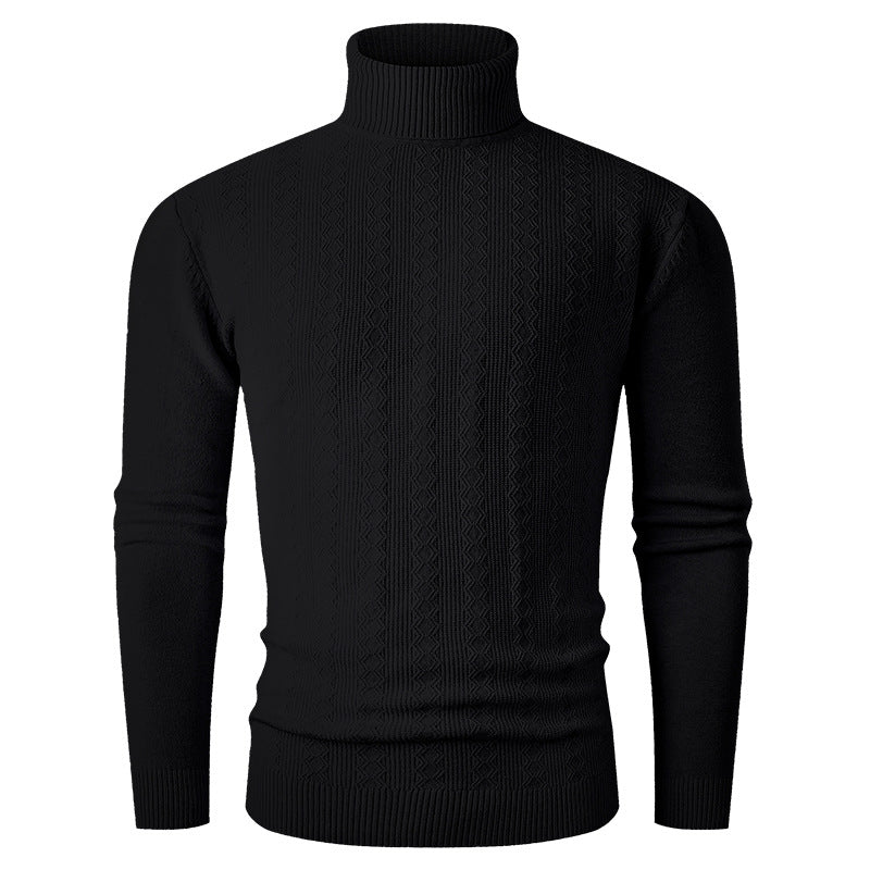 Herren stylischer Rollkragenpullover mit strukturiertem Zopfmuster und hochabschließendem Kragen Heidi-Mode