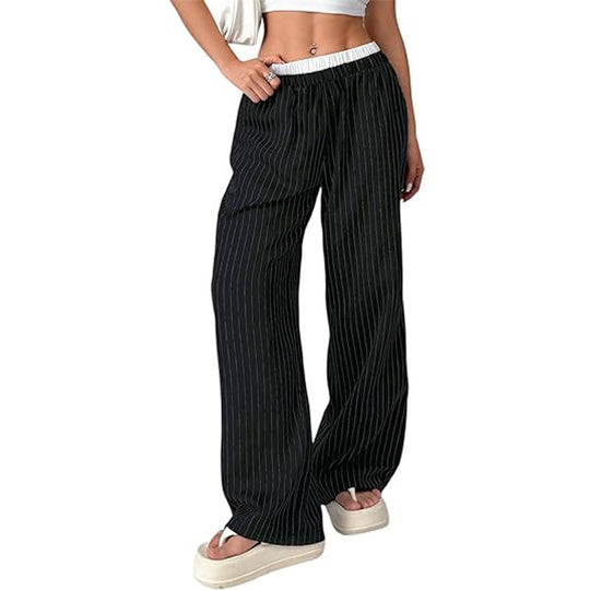 Damen weiche und elegante Streifenhose Heidi-Mode