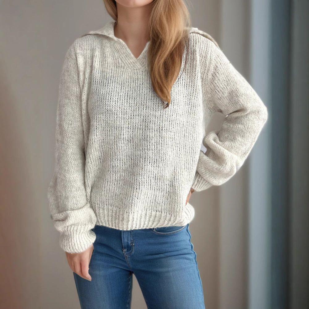 Damen lässiger Pullover mit voluminösen Ärmeln und modernem Strukturstrick Heidi-Mode