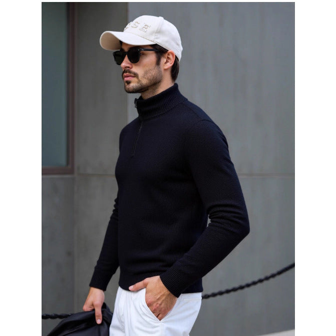 Herren Rollkragenpullover mit modernem Strukturdesign Heidi-Mode