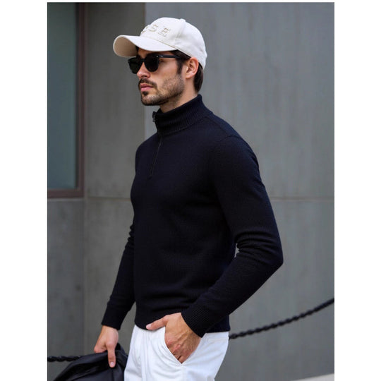 Herren Rollkragenpullover mit modernem Strukturdesign Heidi-Mode