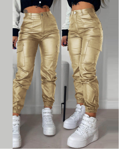 Damen Cargo-Hose mit elastischem Bund und praktischen seitlichen Taschen Heidi-Mode