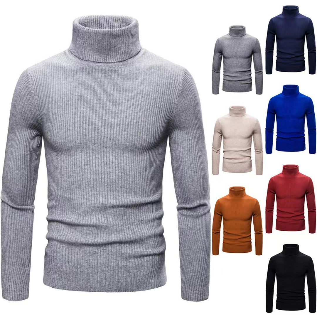 Herren Hochwertiger Rollkragenpullover aus feiner Rippstruktur Heidi-Mode