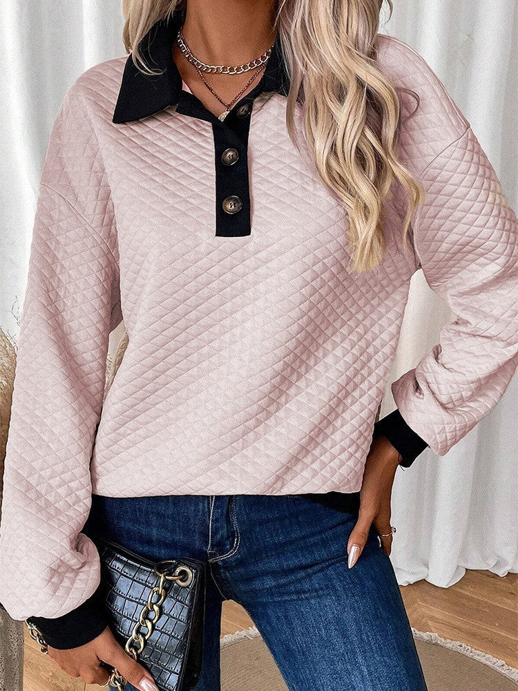 Damen stylischer und bequemer Sweatshirt mit Kragen Heidi-Mode