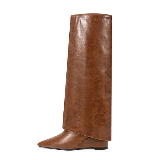 Femme Spitzer Absatz Über-die-Knie Stiletto Stiefel Heidi-Mode