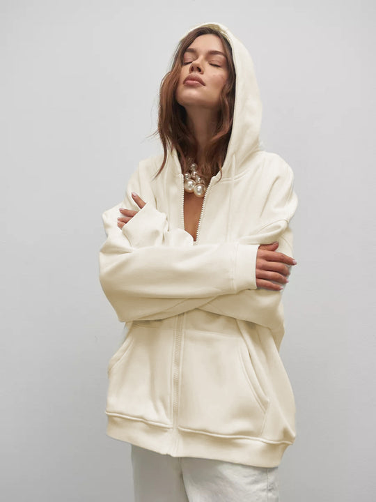 Damen Kuschelige Zip-Hoodie mit Oversized-Schnitt Heidi-Mode