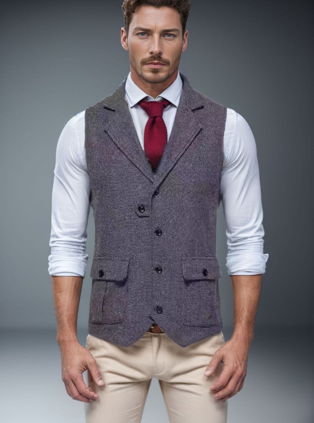 Herren Weste im klassischen Herringbone-Design Heidi-Mode
