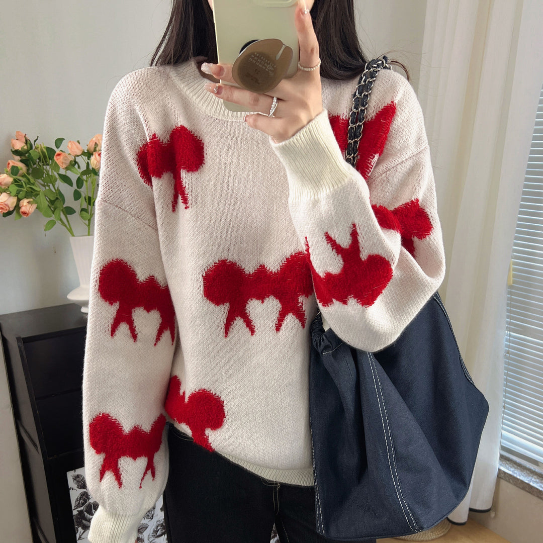 Damen kuscheliger Strickpullover mit verspieltem Muster Heidi-Mode