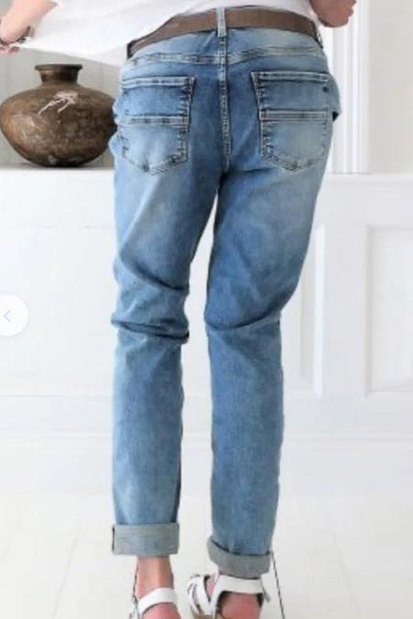 Heidi-Mode | Better Days Jahrgang Wasch Knopf Jeans