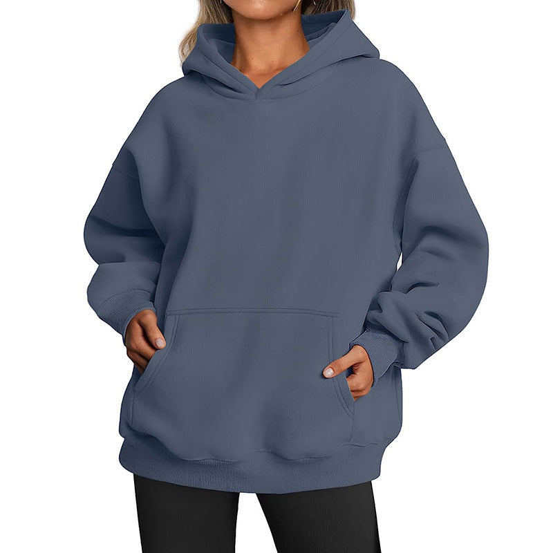 Damen Übergrößen Kapuzenpullover mit praktischen Taschen undlässigem Schnitt Heidi-Mode