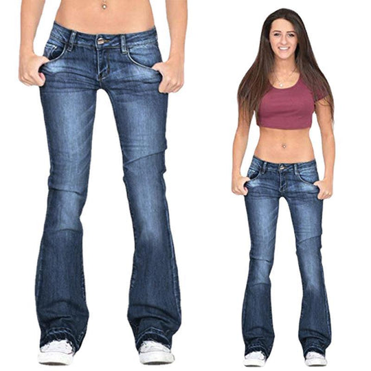 Heidi-Mode | Damen Niedrige Taillierte Schlagjeans