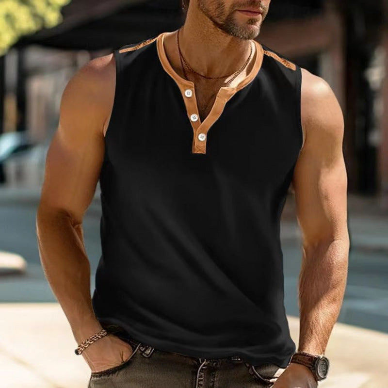 Herren Ärmelloses Poloshirt mit stilvollem Knopfverschluss Heidi-Mode