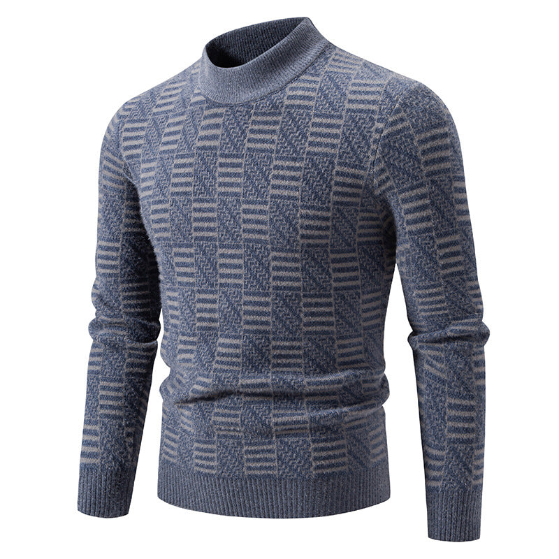 Herren Strickpullover mit strukturiertem Design und hohem Kragen Heidi-Mode
