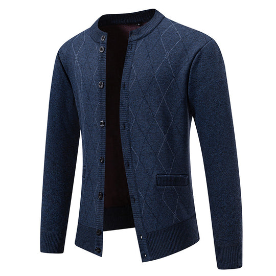 Herren Strickjacke mit modernem Rautenmuster Heidi-Mode