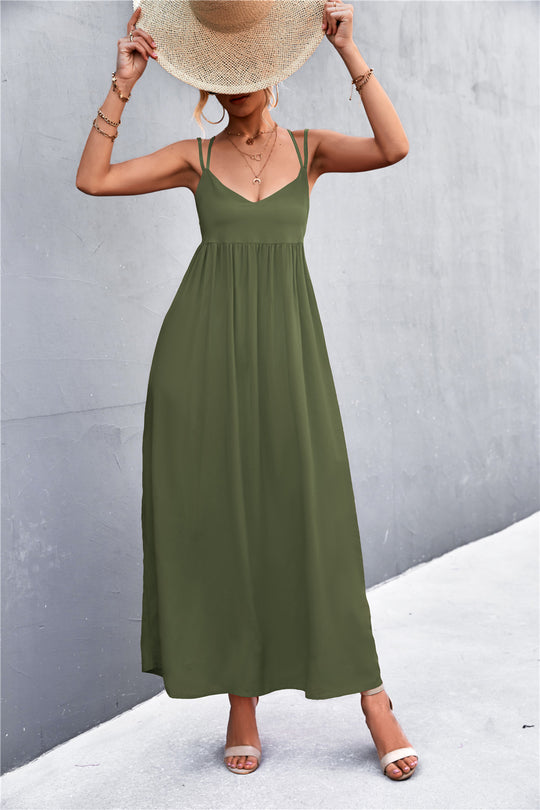 Damen Maxikleid mit feinen Spaghetti-Trägern Heidi-Mode