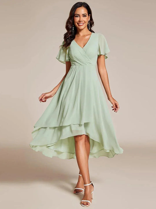 Damen Elegantes Wickelkleid mit asymmetrischem Saum Heidi-Mode