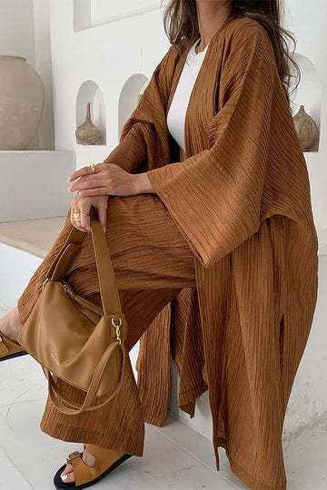Heidi-Mode | Entspannte Sommer Strickjacke Damen und Hosen Set
