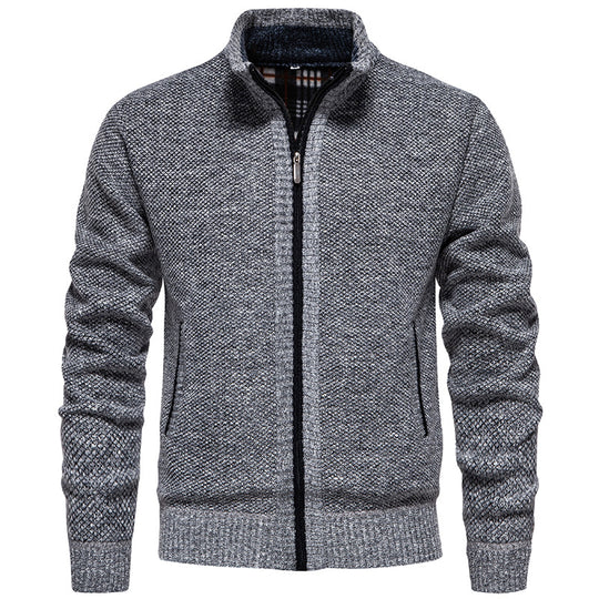 Herren Strickjacke mit hohem Kragen und praktischem Reißverschluss Heidi-Mode
