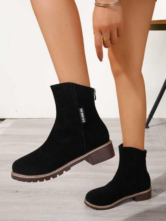 Damen Modische Ankle Boots aus Wildleder mit Reißverschluss Heidi-Mode