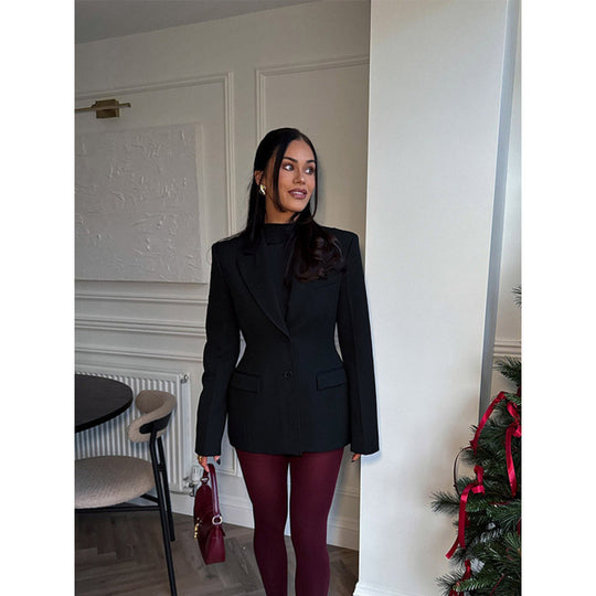 Damen elegante Blazerjacke im Oversized-Schnitt mit schickem Revers Heidi-Mode