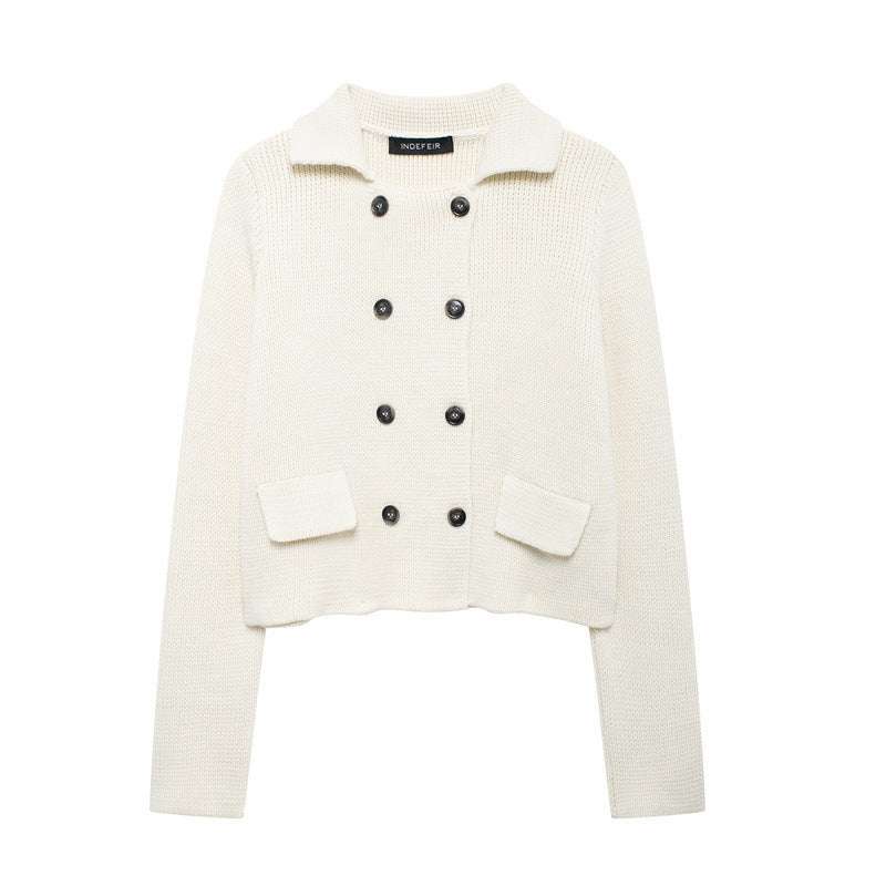 Damen Strickjacke mit doppelter Knopfreihe und praktischen Taschen Heidi-Mode