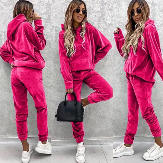 Damen kuscheliges Fleece-Set mit oversized Hoodie und bequemen Jogginghosen Heidi-Mode
