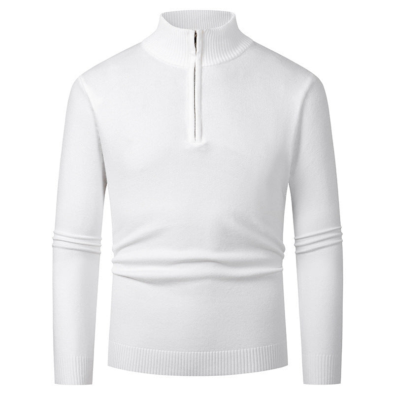 Herren Strickpullover mit hohem Kragen und halbem Reißverschluss Heidi-Mode