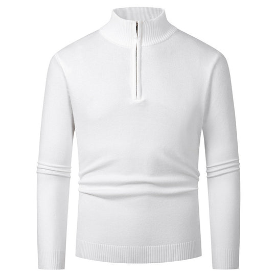 Herren Strickpullover mit hohem Kragen und halbem Reißverschluss Heidi-Mode