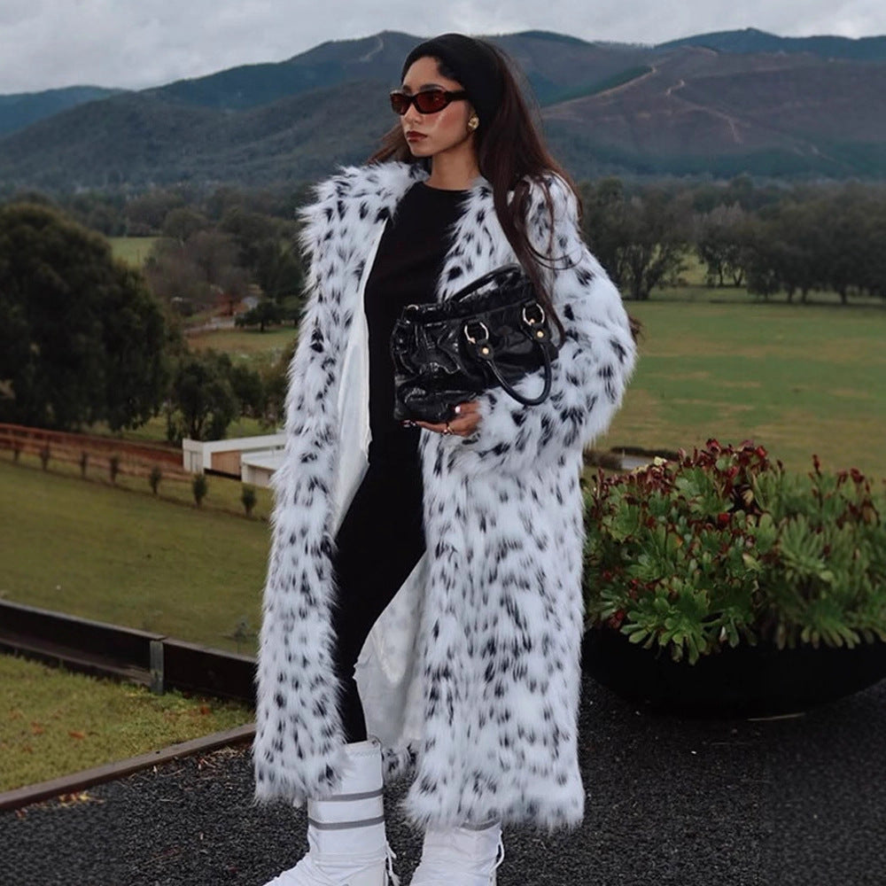 Damen Eleganter Kunstpelzmantel mit luxuriösem Muster Heidi-Mode