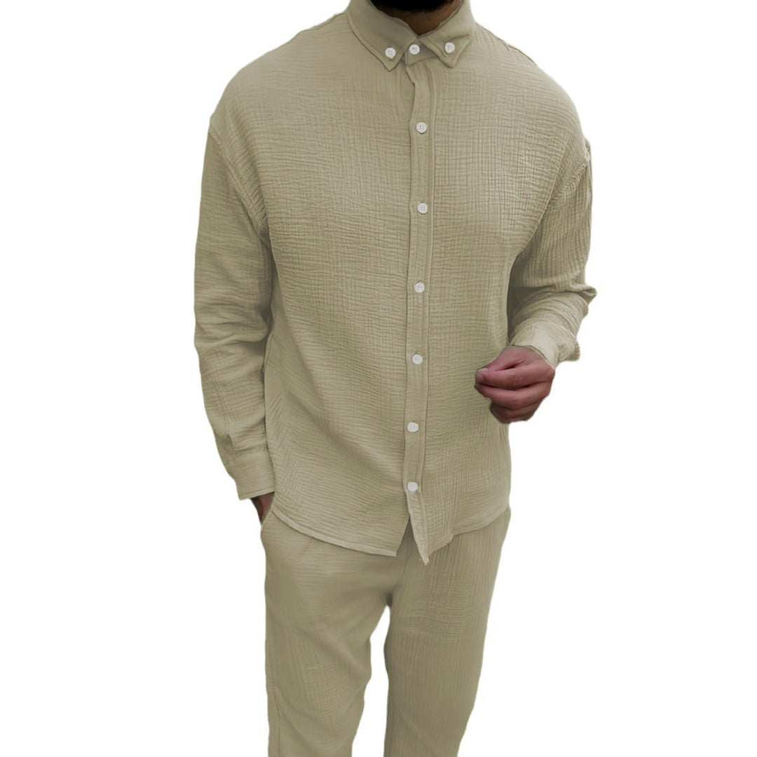 Herren Freizeithemd mit strukturiertem Stoff und elegantem Kragen Heidi-Mode