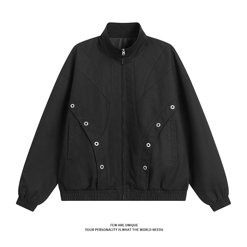 Damen modische Übergangsjacke mit hohem Kragen und praktischen Druckknopfdetails Heidi-Mode